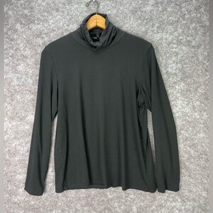 Eileen Fisher Shirt Womens Medium Black Long Sleeve Turtleneck Knit Basic Top